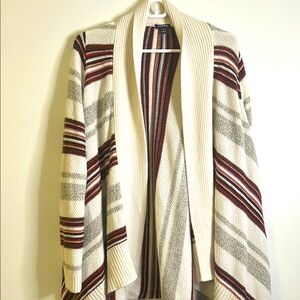 Torrid cardigan sweater size 1x cream gray striped open collar shawl layering